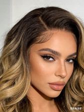 Balayage Ombre Honey Blonde Brown Wave Bob Lace Front Real Human Hair Wigs