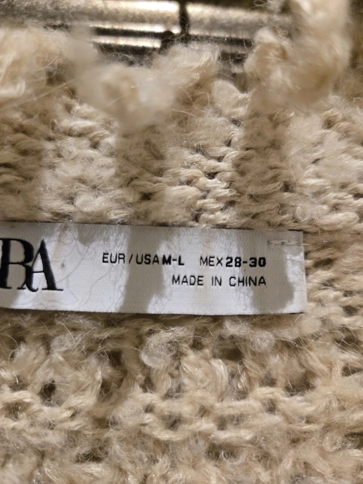 Ausgefallener Zara Zottel Fransen Pullover Beige Gr. M/L - Bild 4 von 4