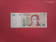 Argentina 10 Pesos 2015 P354 Used Banknote Prefix Q