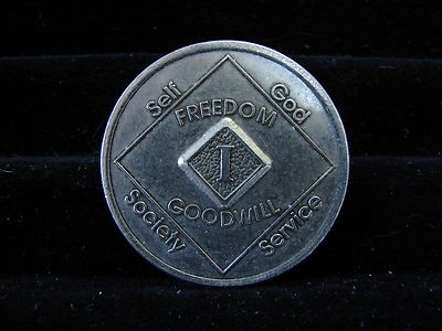 1 Year Narcotics Anonymous NA Medallion 1991 WSO Token Clean Sober