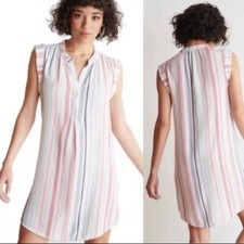 Anthropologie Cloth & Stone XS Halt Button Sleeveless Striped Linen Blend Dress