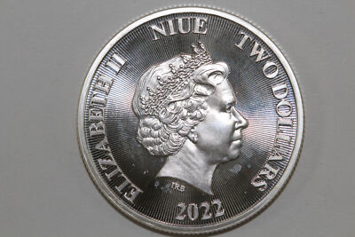 1 Ounce Fine Silver 999 2022 Niue 2$ Roaring Lion Elizabeth II