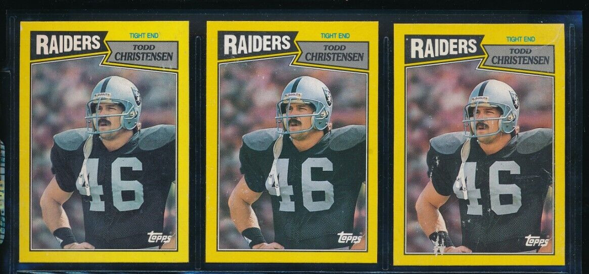 Todd Christensen #B Football Cards 1987 Topps Box Bottoms Hand Cut trading card — raw and PSA graded price guide