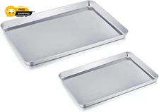 Baking Sheet Cookie Sheet Set of 2, Pure Stainless Steel Baking Pan Tray Profess