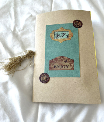 Junk Journal Enjoy, Handmade Paper Ephemera, Tassel , Matchbook Pad, embellished