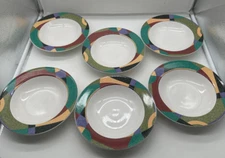6 Studio Nova  Impulse Rim Soup Bowls  Excellent Condition 8 1/4" Y2262