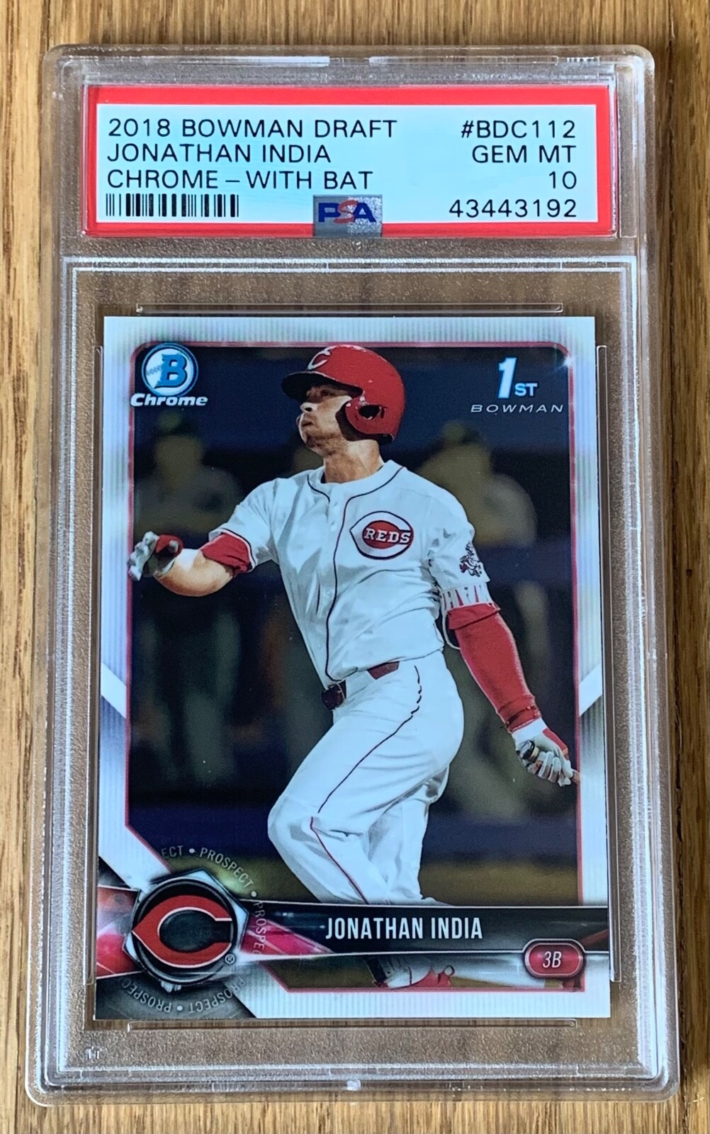 2018 Bowman 1st Chrome Draft Jonathan India with Bat #BDC112 PSA 10
