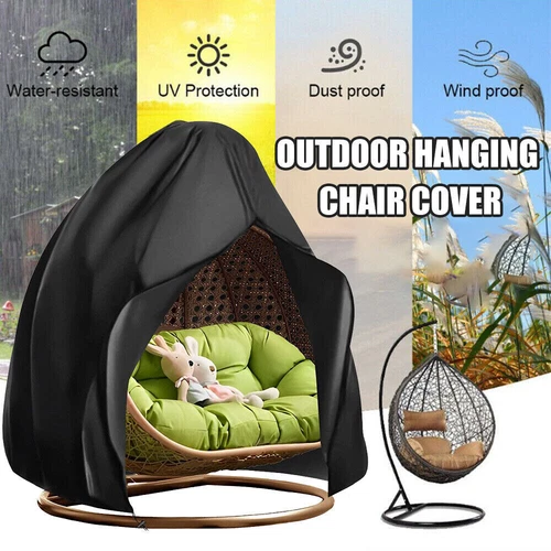 Double large Hanging Swing Egg Chair Cover Garden Outdoor Waterproof with Zipper - Picture 10 of 13