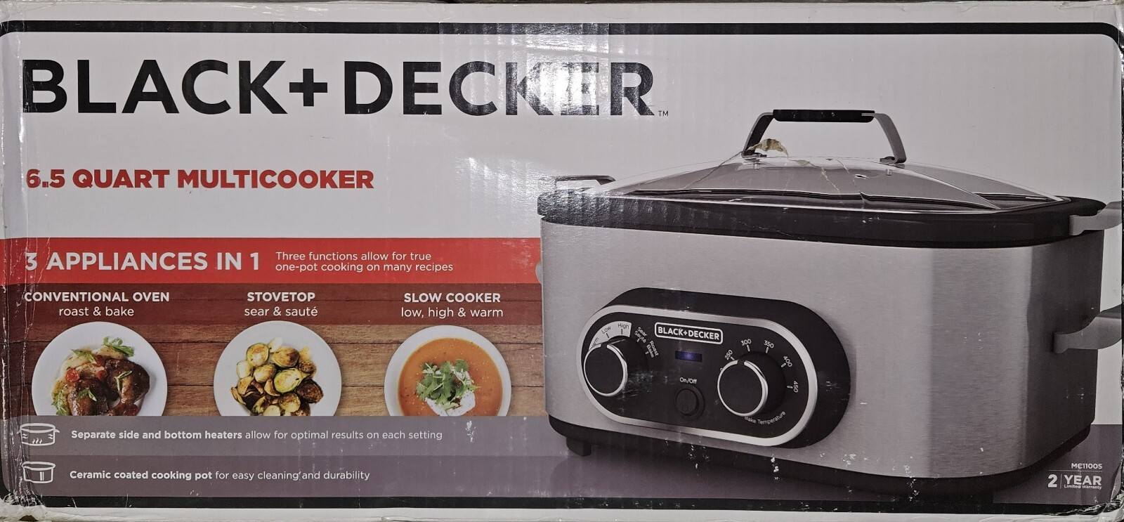 Black + Decker 6.5 Multicooker 3-In-1 Conventional Oven Stovetop Slow Cooker