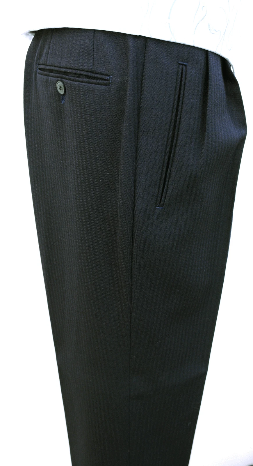 BLACK MASONIC TROUSER HERRINGBONE WEDDING FORMAL PANTS 100% WOOL EX HIRE MENS