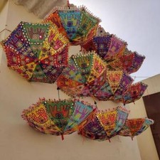 Wholesale Lot Indian Elephant Print Wedding Vintage Sun Parasol Home Decor