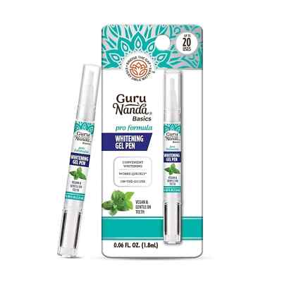 Gurunanda Teeth Whitening Pen,(0.06 Fl Oz)-20 Uses, Vegan & Gentle on Teeth Pro 