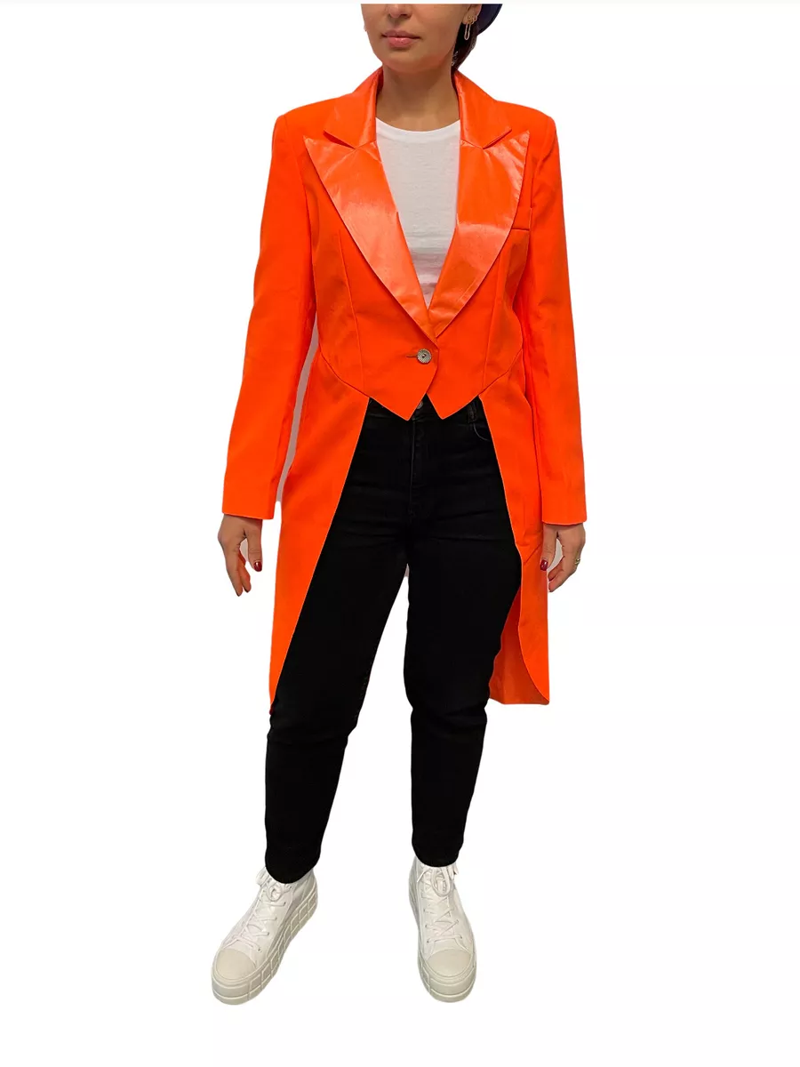 Fancy Dress Costume Ladies Tailcoat Carnival Cologne Orange Satin Size 36-54