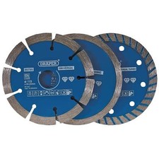 Image of Draper 3 Piece Diamond Blade Set 115mm 22mm