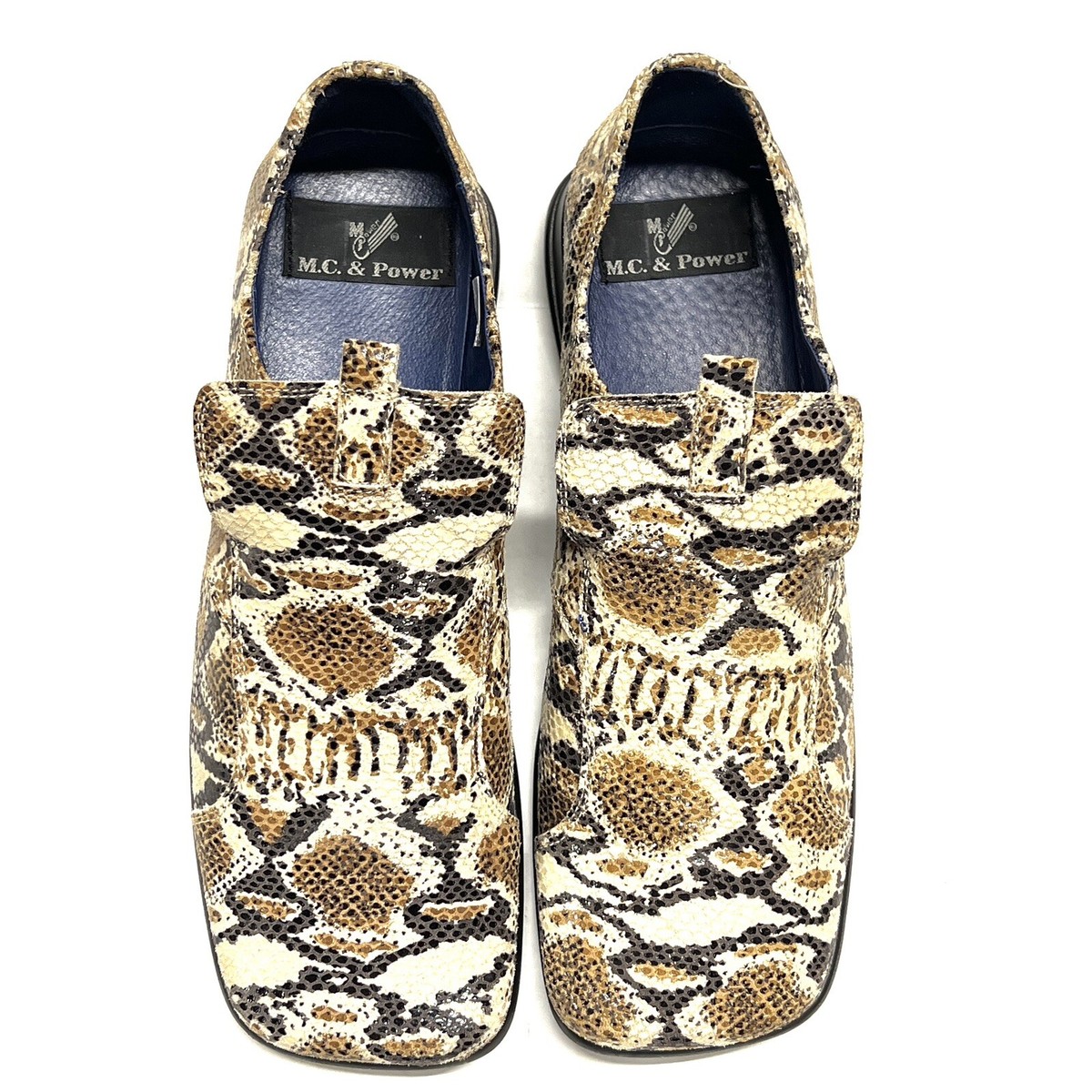 Vero Cuoio Rigenerato Python Snake Skin Leather Golf Loafer Shoes Sz EU 42