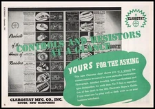 1951 Clarostat Mfg Co. Dover New Hampshire Controls & Resistors Vintage Print Ad