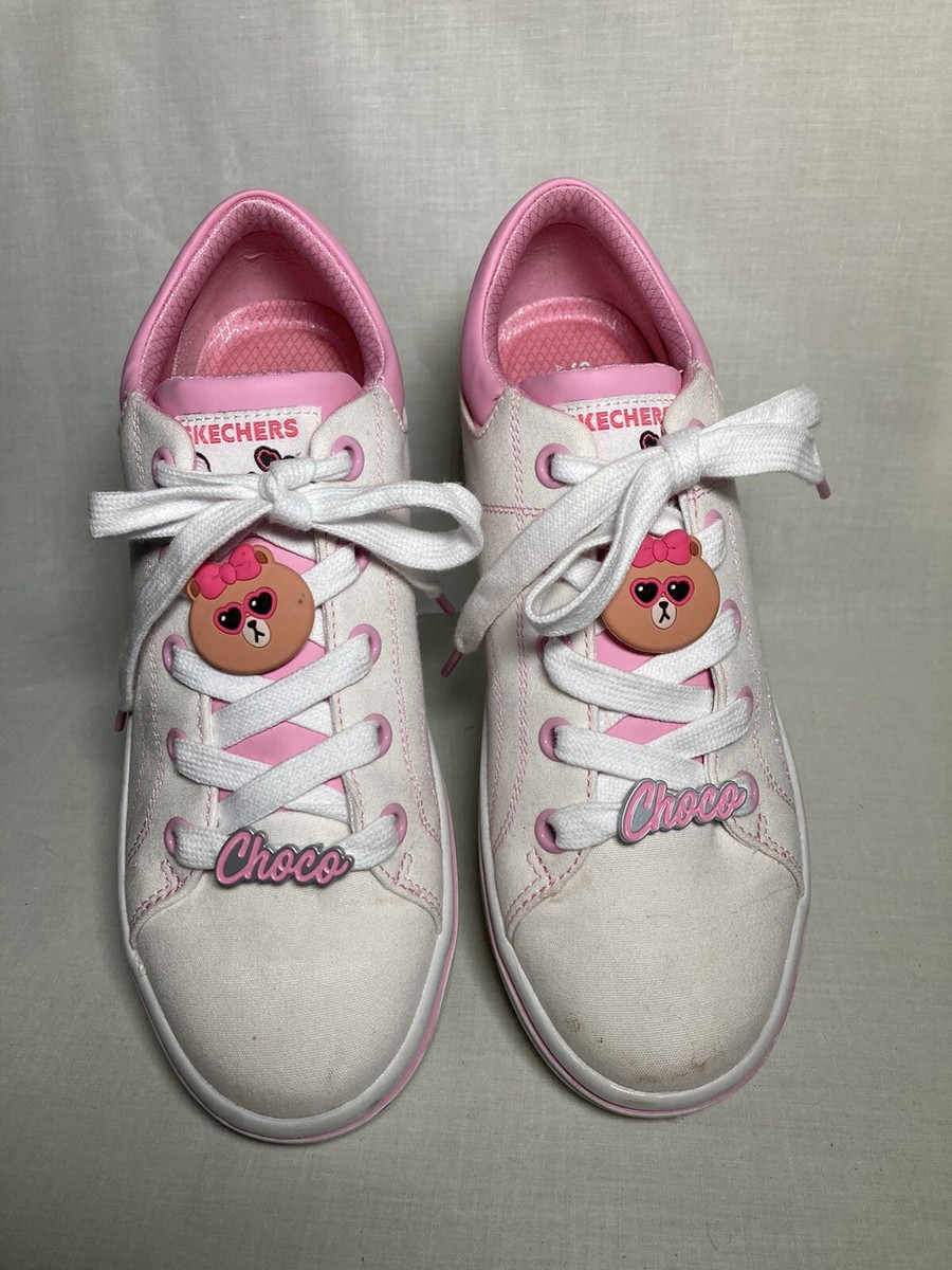 SKECHERS Street Cleats White Pink Sneakers Line Friends Limited
