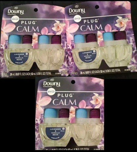 6 Febreze Plug in CALM Air Freshener Odor Scented Oil Refill LAVENDER VANILLA