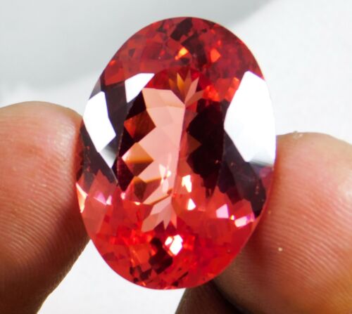 Zafiro Padparadscha genuino natural impecable 37,80 quilates forma ovalada piedra preciosa - Imagen 16 de 17