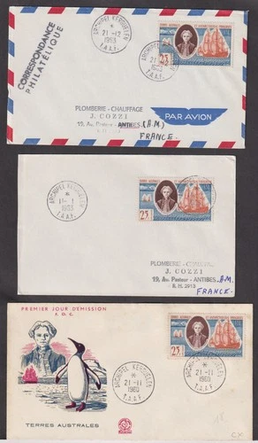 TAAF/French Antarctics 1963 YV 18 on 3 covers