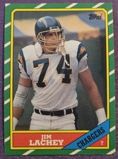 1986 Topps #238 Jim Lachey Rookie Football card San Diego Chargers!. rookie card picture