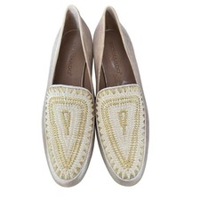 Bernardo Women&rsquo;s Ivory Gold Metallic Embroidered Loafers size 6