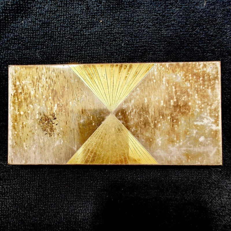 Vintage Two-Tone Sunburst Atomic Engine-Turned Cigarette Case Gold Silver Deco
