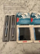 Lot Of 2 Parker Fountain Pens Complete Pens W/ Blue Ink Cartouches Replacements