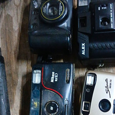 Mixed Brands Film Camera Lot: Nikon RF10, Halina Silhouette, Alex AC35, Vivitar