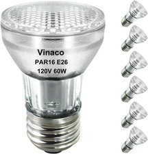 PAR16 Halogen Bulb 60 Watt, 6 Pack High Output 480LM Flood, Warm White 2800K, Di