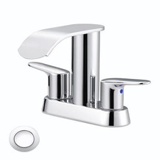 Waterfall Bathroom Sink Faucet,Two Handles Bathroom Faucet with Metal Chrome