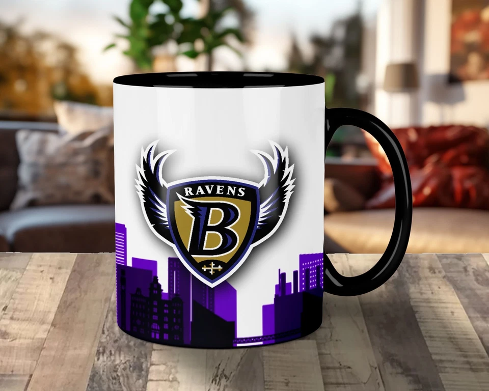 Taza Jersey Baltimore Ravens City Skyline PERSONALIZABLE - Cualquier Nombre/Número - 11 OZ Foto 3 de 4