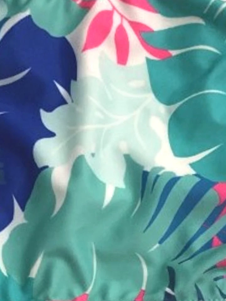 Terno de natação feminino azul e rosa estampa de folha 2 peças samambaia Tankini XXL (18) - Imagem 2 de 2