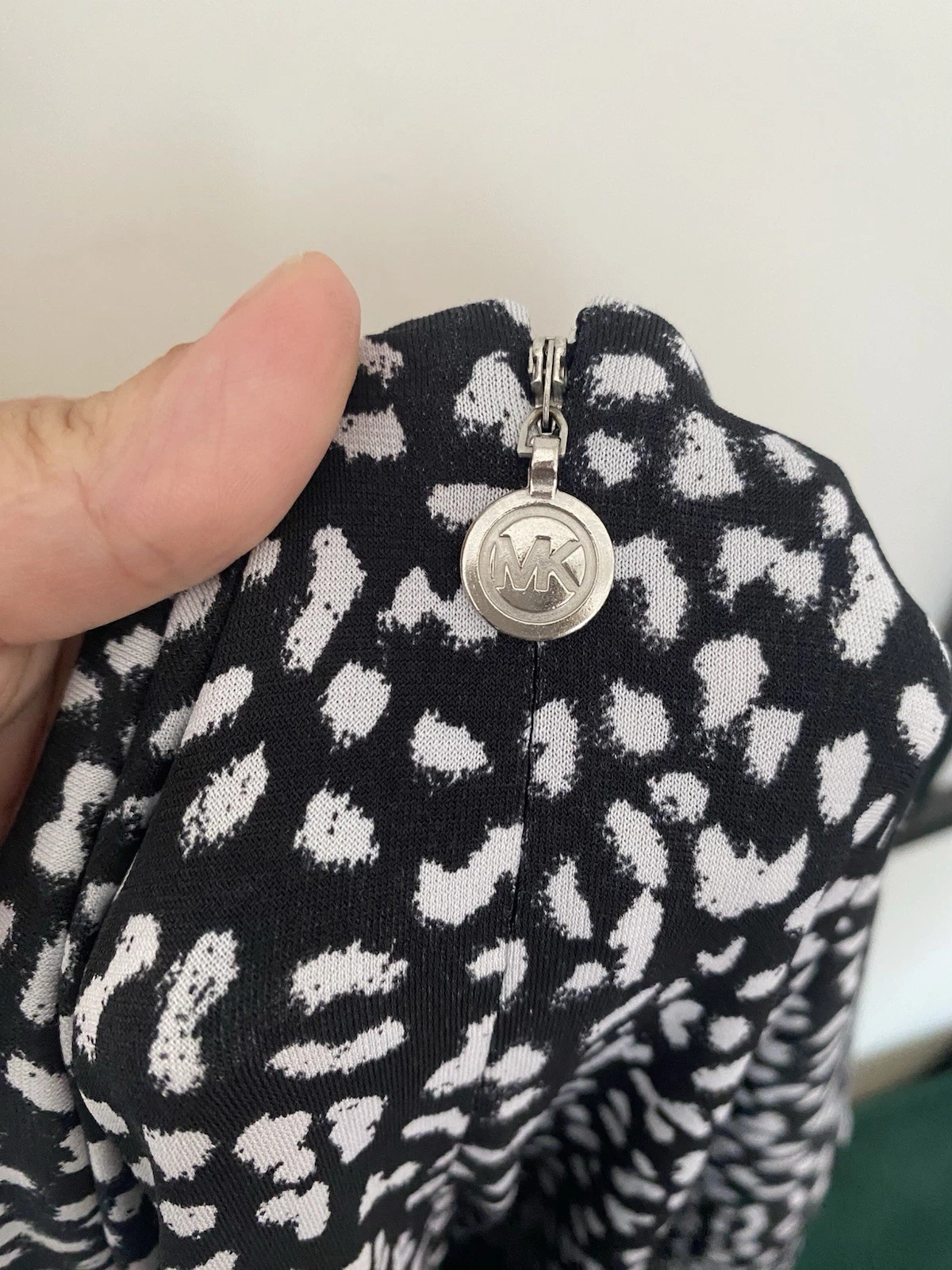 Abito Michael Kors nero bianco stampa leopardata linea A taglia XL