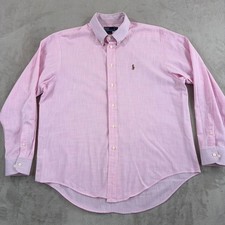 Vintage Polo Ralph Lauren Yarmouth Oxford Shirt Men 34 17 XL Pink Flesh Pony USA