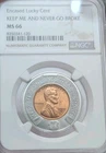 Encased - 1955 D - Lucky Wheat Cent - NGC - Graded MS66