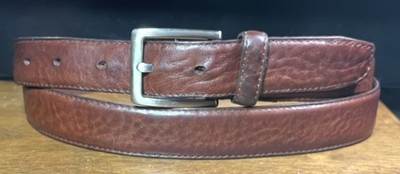 Lines Pelle Brown Leather Belt Sz42-44 1-1/8 Wide GUC
