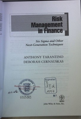 Risk Management in Finance: Six Sigma and other Next Generation Techniques. Tara