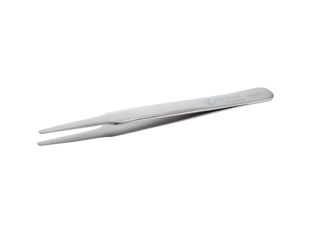 Ideal-Tek 2A.SA.B - Economy Tweezers, Round, Flat Tip, 4.72'