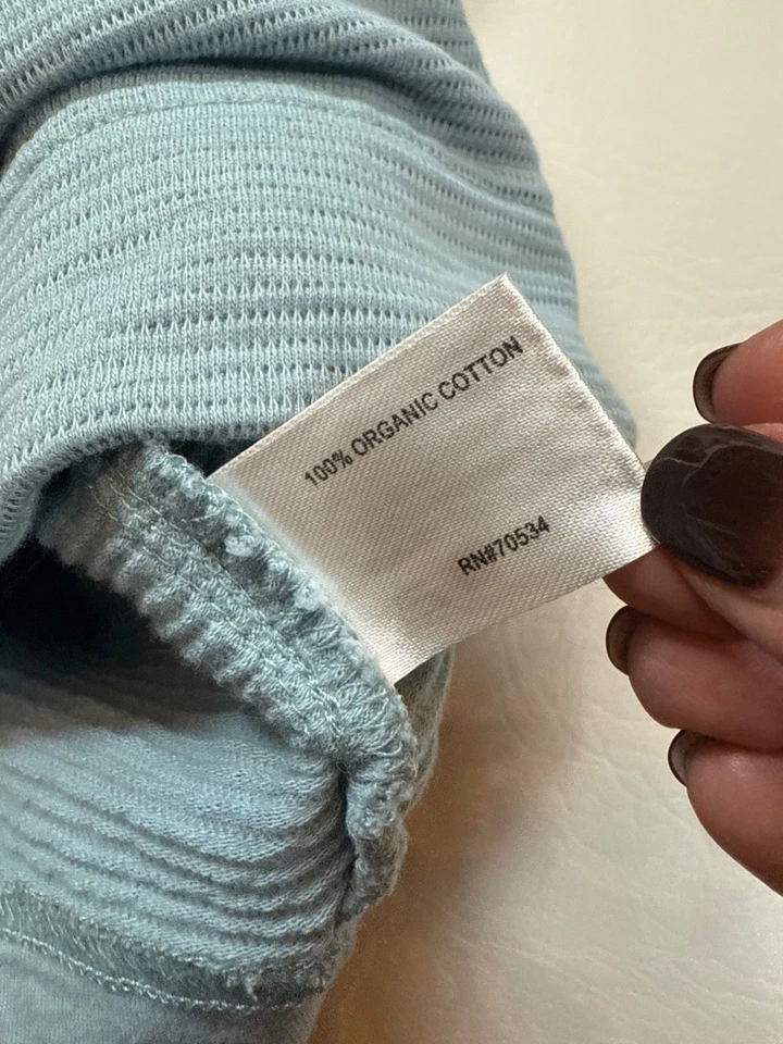 Pullover tejido gofre de algodón orgánico Orvis XS azul manga larga (bin GG156) Foto 3 de 4