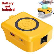 For Dewalt XR DCB 18V/20V Battery Type C+USB Wireless Phone Charger Power Source