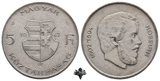 UNGARN 5 forint 1947 SILVER Silbermünze Lajos Kossuth Hungary
