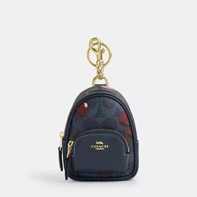 NWT Coach Mini Court Backpack Bag Charm Signature Cherry Print