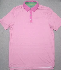 Graham Luxe Mens Golf Polo Shirt Stretch Pink 1/4 Button Medium Polyester