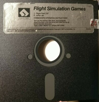 Flight Simulation Games (Sharedata 1987) Commodore C64 Diskette (Jump Jet, 737)