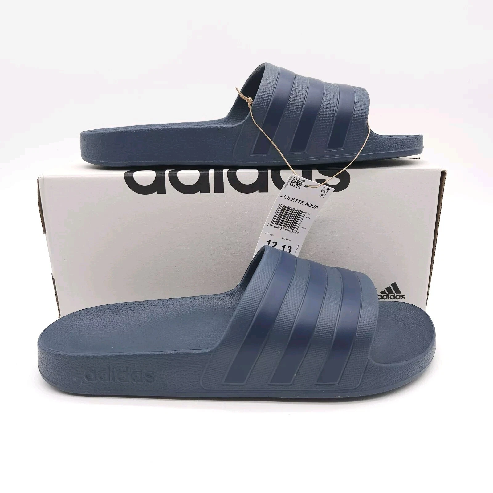 Adidas Adilette Aqua (uomo taglia 12) sandali blu slip on slide IF0895 nuovi