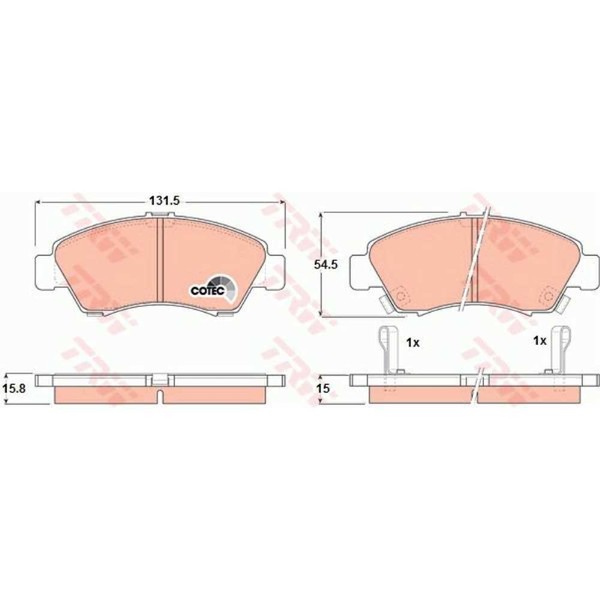 TRW BremsbeläGe GDB1164 BremsklöTze FüR Honda Civic VI Hatchback EJ EK-image