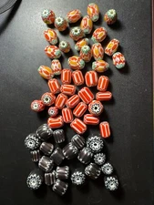 LOT - Vintage Chevron glass beads - 60 Hudson's Bay Company Beads (B80)
