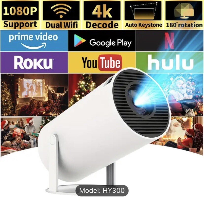 4K Mini Projector 10000 Lumen LED 1080P WiFi Bluetooth Compatible Home Theater-image