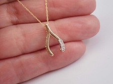 0.50ct Round Cut Dvvs1 Diamond Wishbone Pendant 14k Yellow Gold Over Free Chain